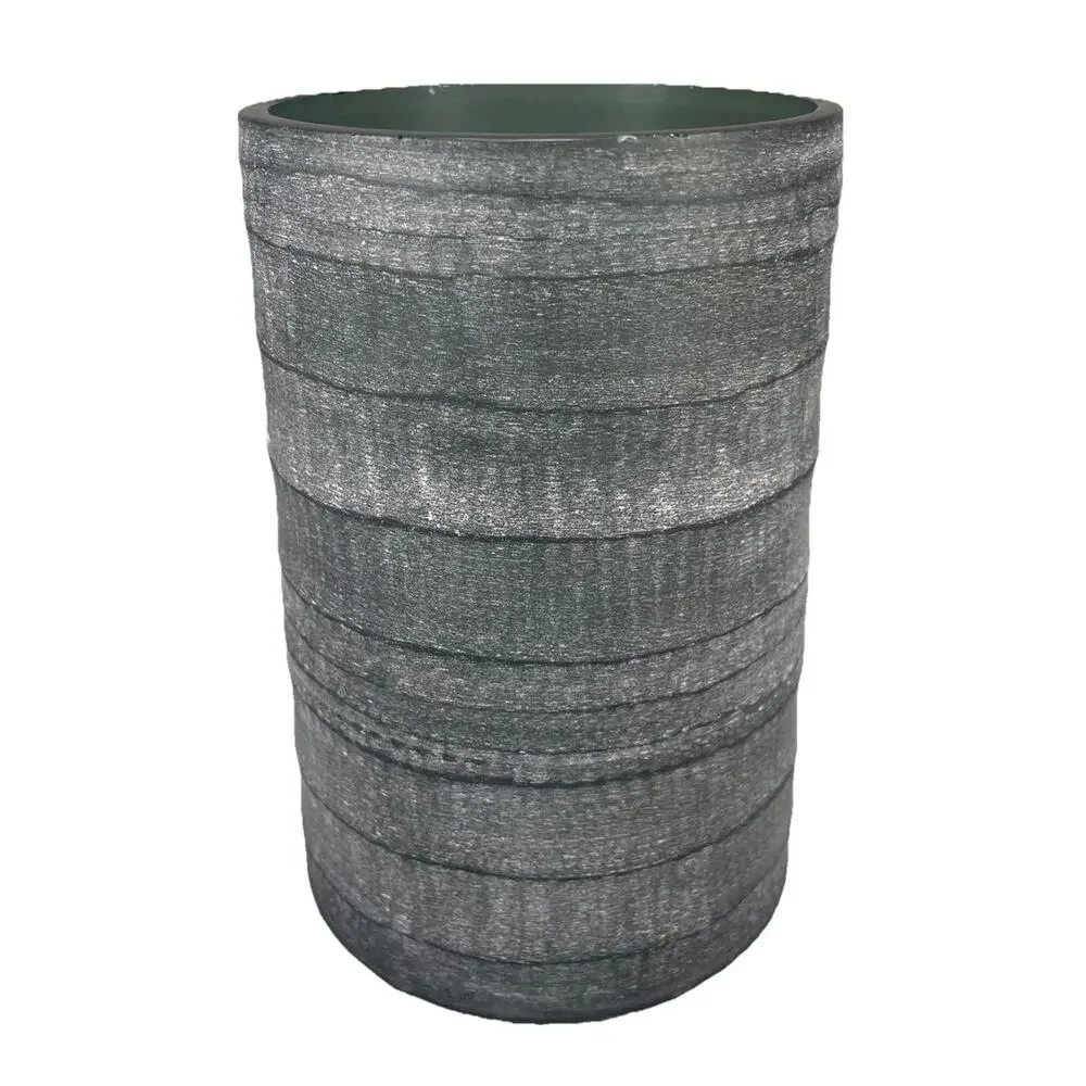 Vintage 2000s Eichholtz Of Ámsterdam Art Glass Vase Smoke Gray Cylindrical